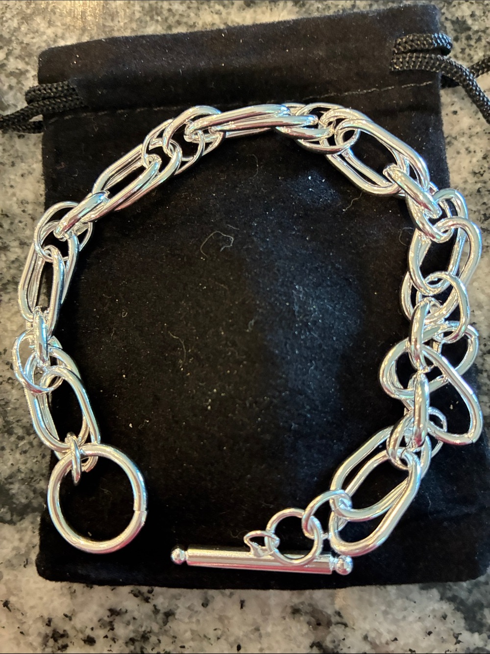 925 Sterling Silver Link Chain Bracelet - Shiny Polished Links - Picture 3 of 3